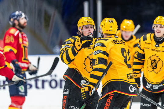 Skellefteås Linus Karlsson jublar med lagkamrater