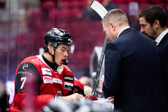 Malmö Redhawks Oliver Lauridsen och tränare Joakim