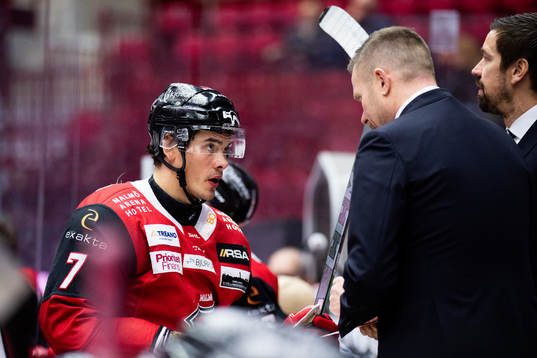 Malmö Redhawks Oliver Lauridsen och tränare Joakim