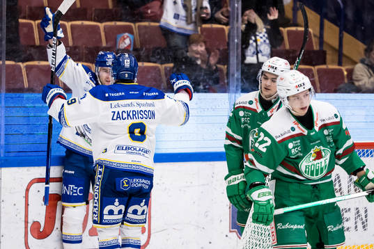 Leksands Mikael Ruohomaa jublar