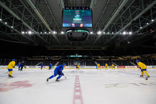 Players of Sweden at a training session