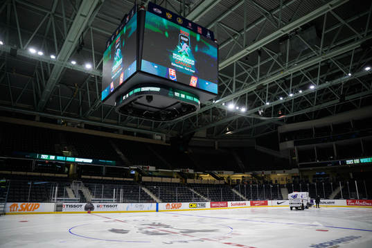 Workers start to remove branding in Red Deer Centrium