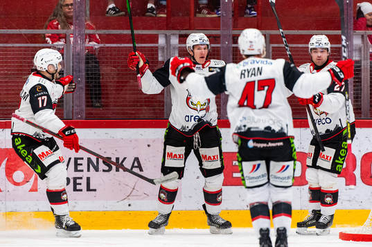 Malmö Redhawks Emil Sylvegård jublar
