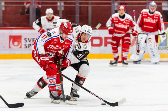 Timrås Nolan Zajac och Malmö Redhawks Emil Sylvegård