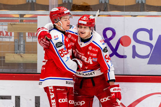 Timrås Filip Westerlund och Sebastian Hartmann jublar