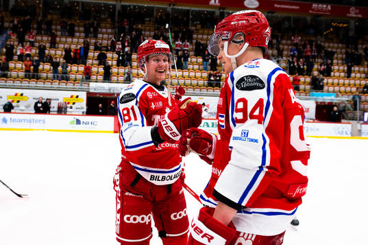 Timrås Jens Lööke och Sebastian Hartmann jublar