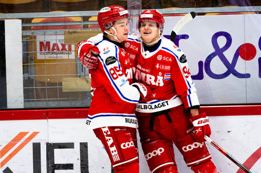 Timrås Filip Westerlund och Sebastian Hartmann jublar
