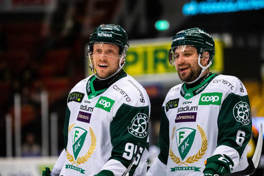 Färjestads Jacob de la Rose och Mikael Wikstrand