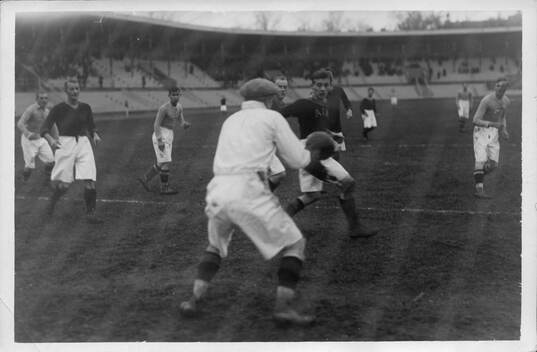 Fotboll, AIK - Eskilstuna. Stockholm Olympiastadion, 1922.