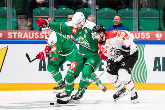 Mattias Sjögren of Rögle and Stefan Elliot of Frölunda