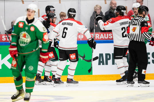 Johan Sundström of Frölunda celebrates scoring 0-1