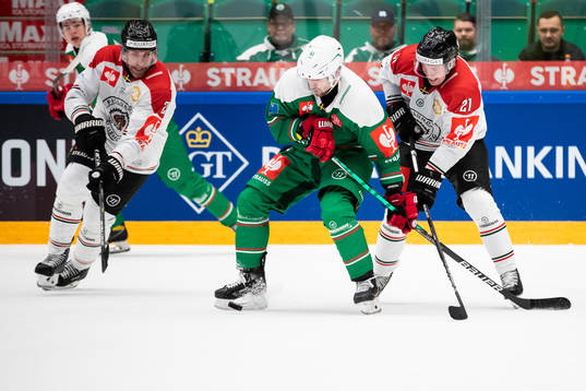 Ludvig Larsson of Rögle and Karl Henriksson of Frölunda