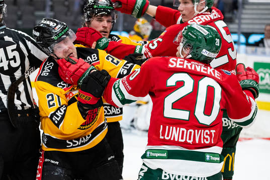 Frölundas Joel Lundqvist och Luleås Juhani Tyrväinen