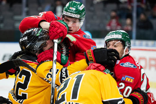 Frölundas Joel Lundqvist och Luleås Juhani Tyrväinen