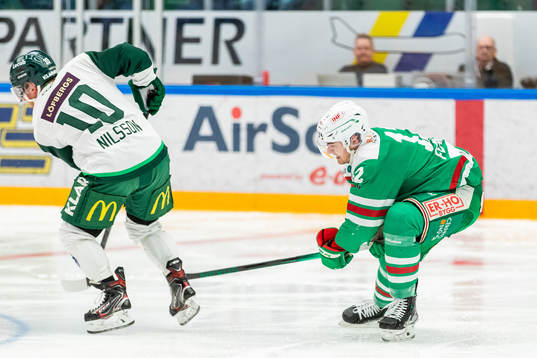 Färjestads Marcus Nilsson och Rögles Brady Ferguson