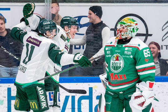 Färjestads Joakim Nygård och Gustav Rydahl jublar