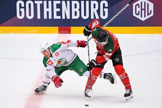 Tyler Kelleher of Rögle and Andreas Borgman of Frölunda