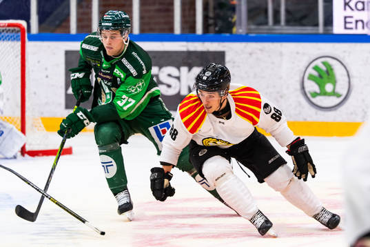 Färjestads Adam Ginning och Brynäs Dmytro Timashov
