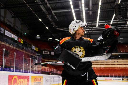 Brynäs målvakt Kristers Gudlevskis jublar