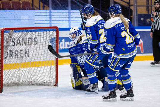 Leksands målvakt Amanda Johansson, Ida Karlsson och Annie