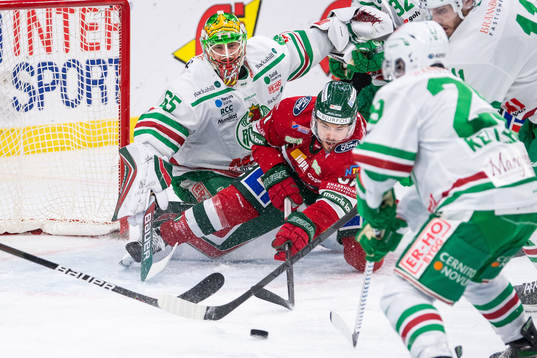 Rögles målvakt Christoffer Rifalk och Frölundas Mats