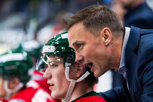 Frölundas Elmer Söderblom och tränare Roger Rönnberg