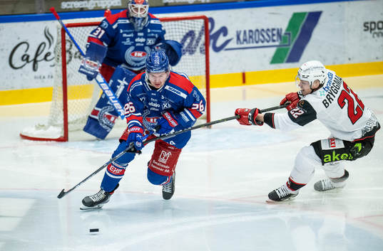 Oskarshamns Lukas Pilö och Malmö Redhawks Lars Bryggman