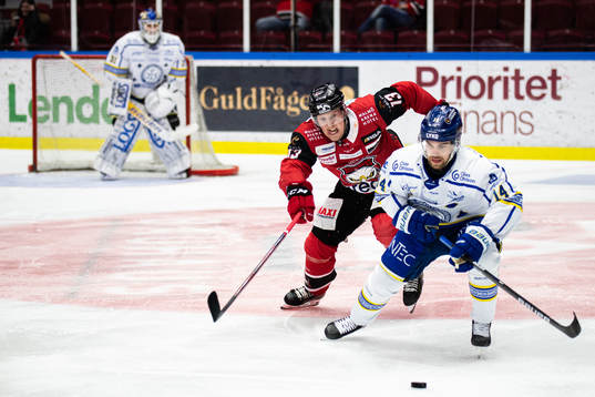 Malmö Redhawks Kalle Östman och Leksands Oskar Lang