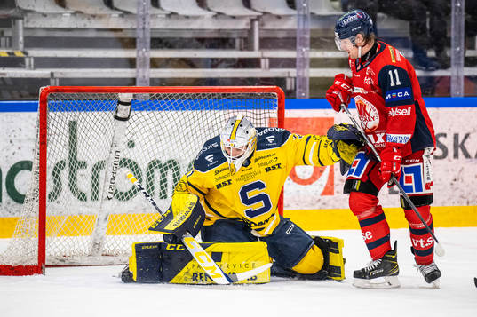 Södertäljes målvakt Nikita Tolopilo och Västerviks