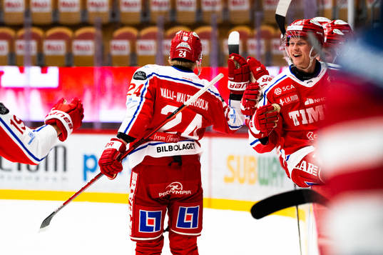 Timrås Erik Walli Walterholm och Jens Lööke jublar