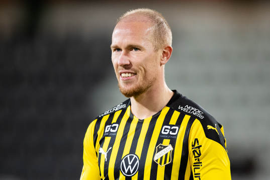 Häckens Mikkel Rygaard  innan träningsmatchen i fotboll