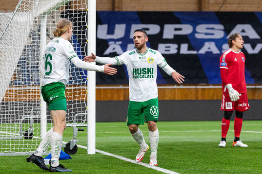 Hammarbys Gustav Ludwigson och Aljosa Matko jublar