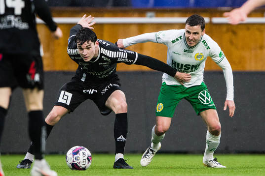 Sirius Jamie Roche och Hammarbys Jeppe Andrup Andersen