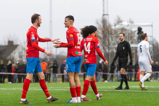Helsingborgs Rasmus Jönsson och Assad Al Hamlawi jublar