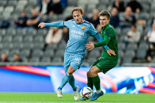 Djurgårdens Pierre Bengtsson och Mettas Jegors Novikovs