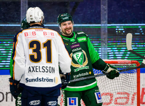 Djurgårdens Dick Axelsson och Färjestads Mikael Wikstrand