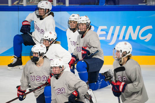 Amanda Kessel and Abby Roque of the United States women's