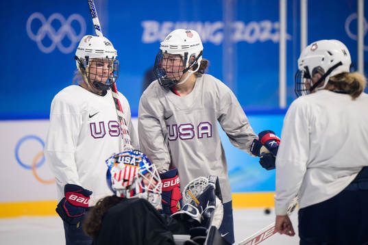 Amanda Kessel and Abby Roque of the United States women's