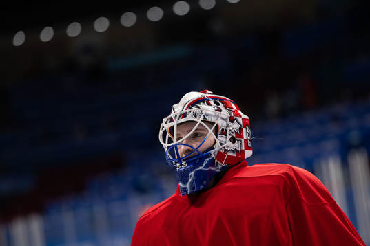 Goaltender Viktorie Svejdova of Czech Republic