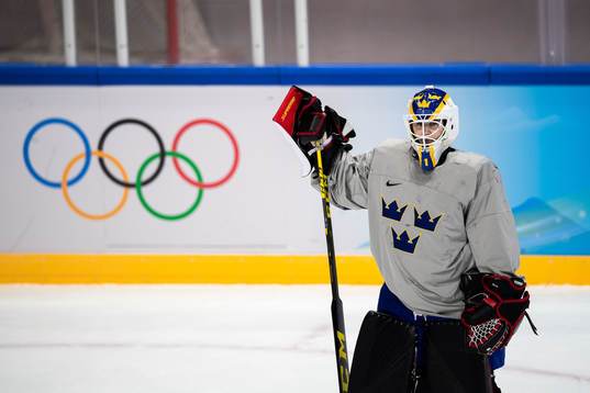 Goaltender Agnes Åker of Sweden women's ice hockey team