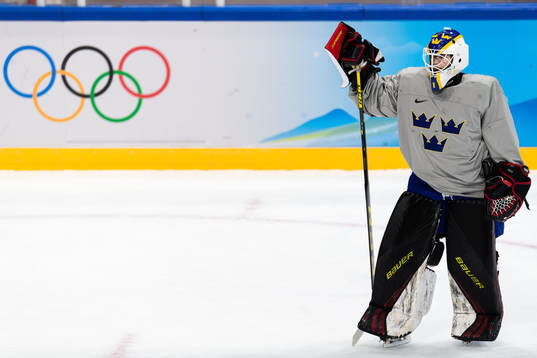 Goaltender Agnes Åker of Sweden women's ice hockey team