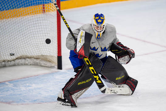 Goaltender Agnes Åker of Sweden women's ice hockey team