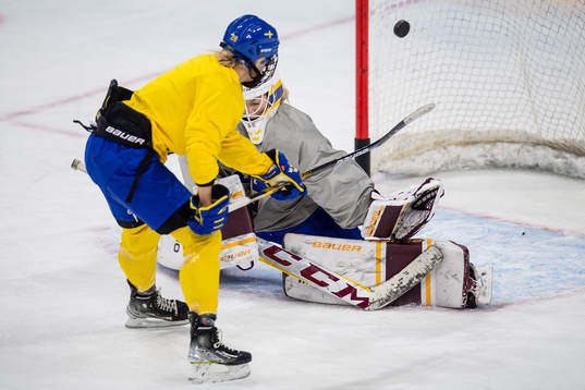Michelle Löwenhielm and goaltender Emma Söderberg of