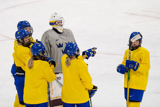 Goaltender Emma Söderberg of Sweden women's ice hockey team