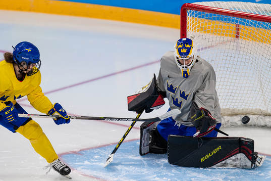 Goaltender Agnes Åker of Sweden women's ice hockey team