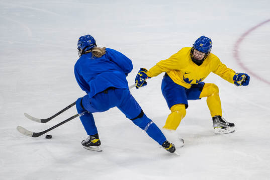 Josefin Bouveng and Lina Ljungblom of Sweden women's ice