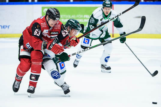 Malmö Redhawks Fredrik Händemark och Färjestads Patrik