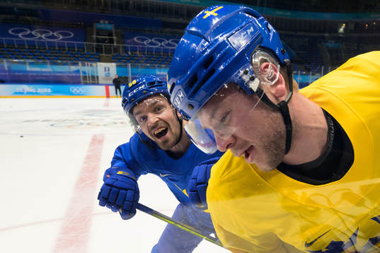 Anton Lander and Christian Folin of the Swedish national