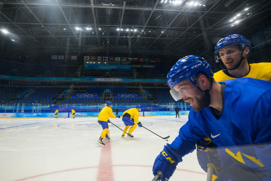 Players of the Swedish national men's ice hockey team at a