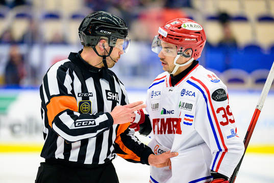 Domare Johan Magnusson pratar med Timrås Ty Rattie